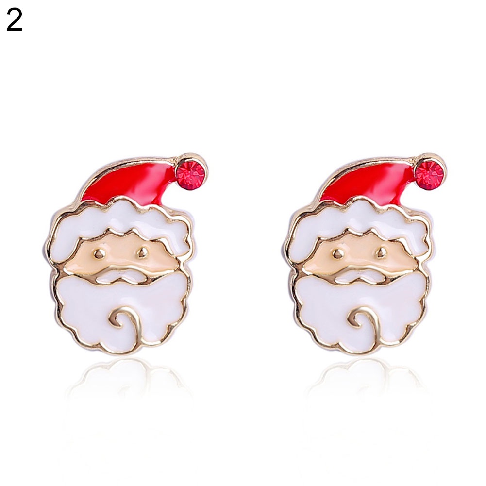 Hu Hu Hu Hu Hu Alat Bantu Pasang Kacamata♡ Anting Tusuk Motif Snowflake / Santa Claus Hias Berlian Imitasi Untuk Wanita / Hadiah Natal