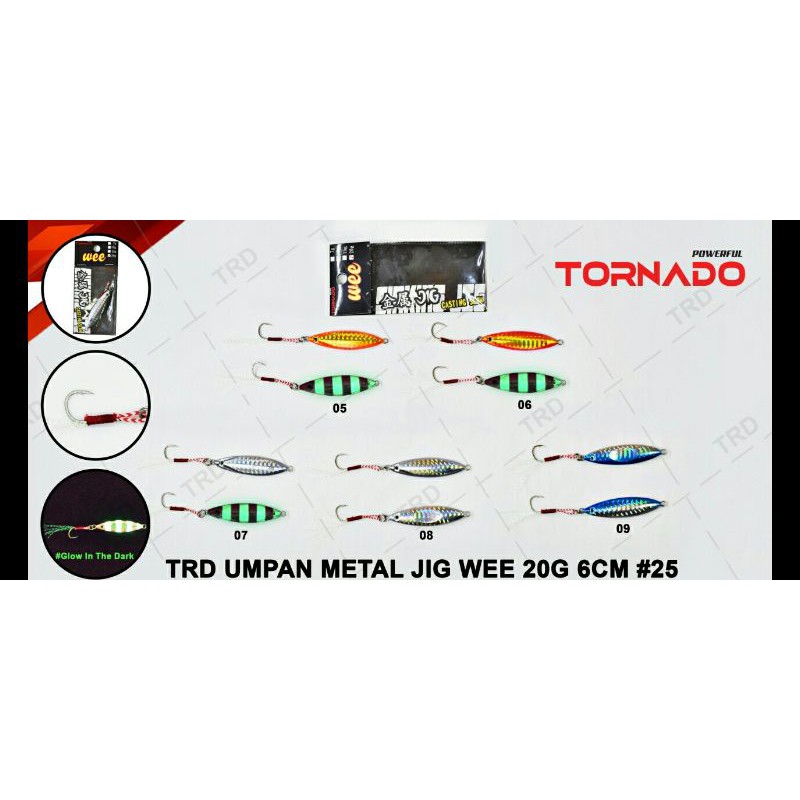 umpan metal jig pancing  tornado wee 20 gram 6 cm