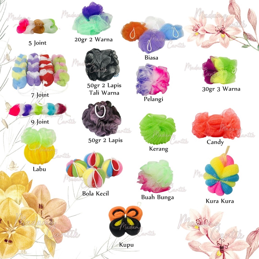 ✿ MADAME ✿ SALSA SPONS MANDI WARNA WARNI - SHOWER PUFF SPONGE BATH MODEL LUCU BY SALSA