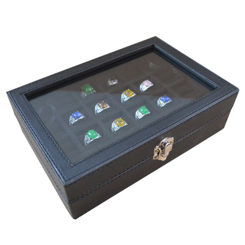 Exclusive Full Black Ring Box For 24 Rings Kotak Tempat Cincin Isi 24 Box cincin display