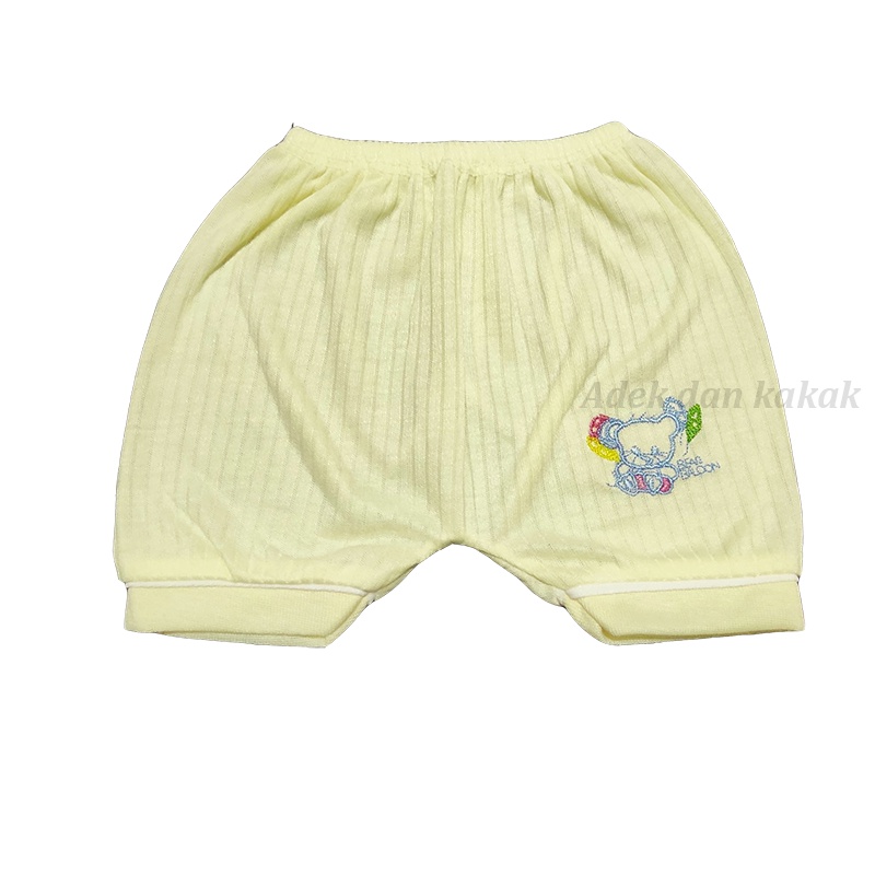 6 pcs celana pendek bayi bahan kaos salur (0-3 bulan)
