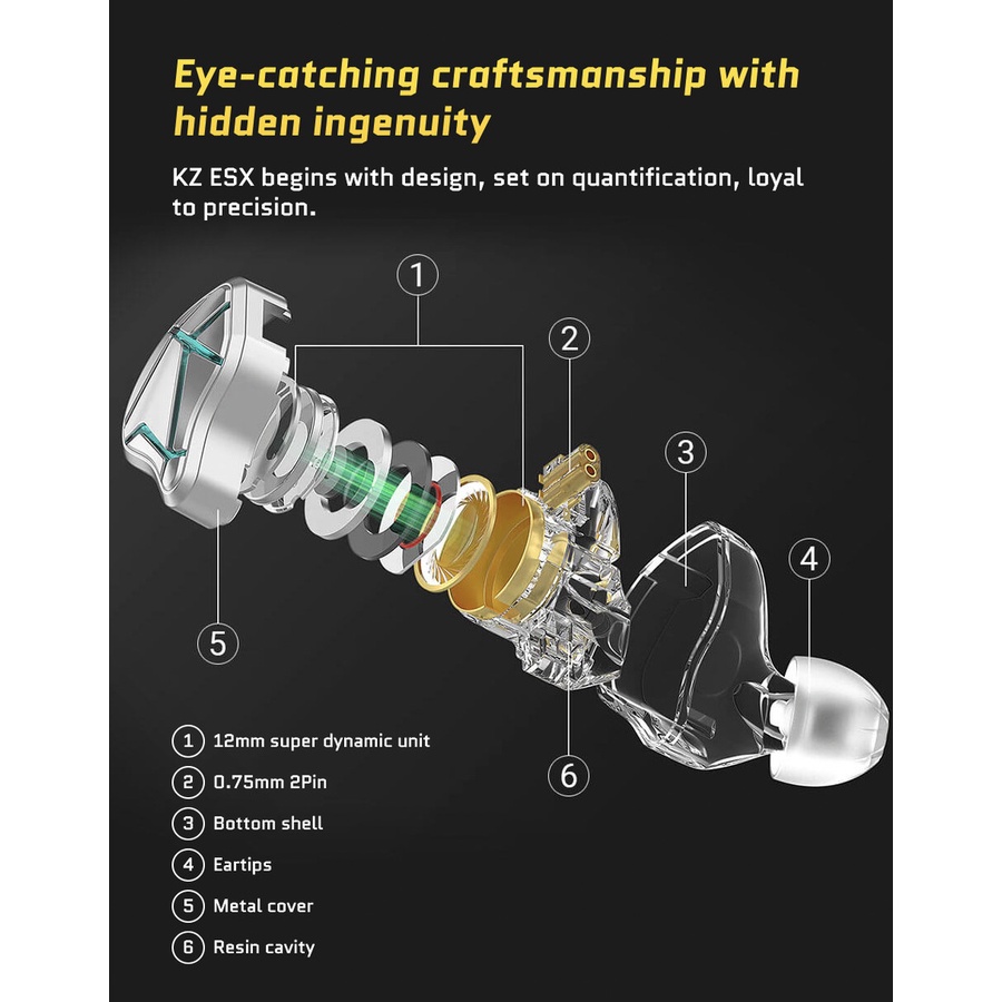 KZ ESX with Mic BassHead Bass Earphone Headset Alt EDX DQ6S ZSN PRO X