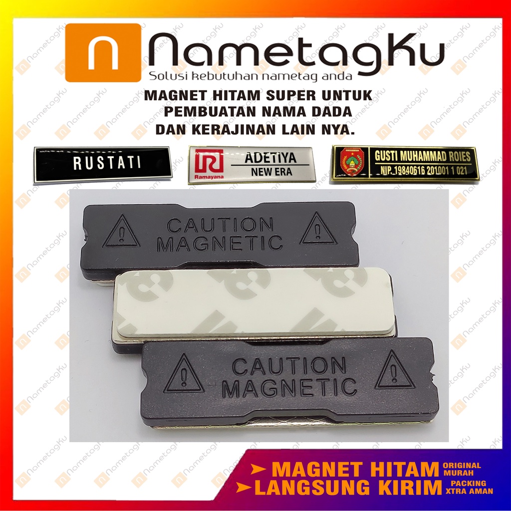

Magnet Kotak Hitam Nama Dada/ Nametag /Caution Grade Super