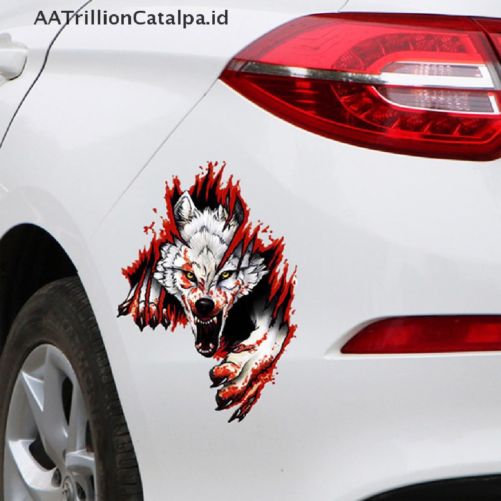 Aatrillioncatalpa Stiker Motif Gambar Serigala Marah Bahan PVC Untuk Dekorasi Mobil