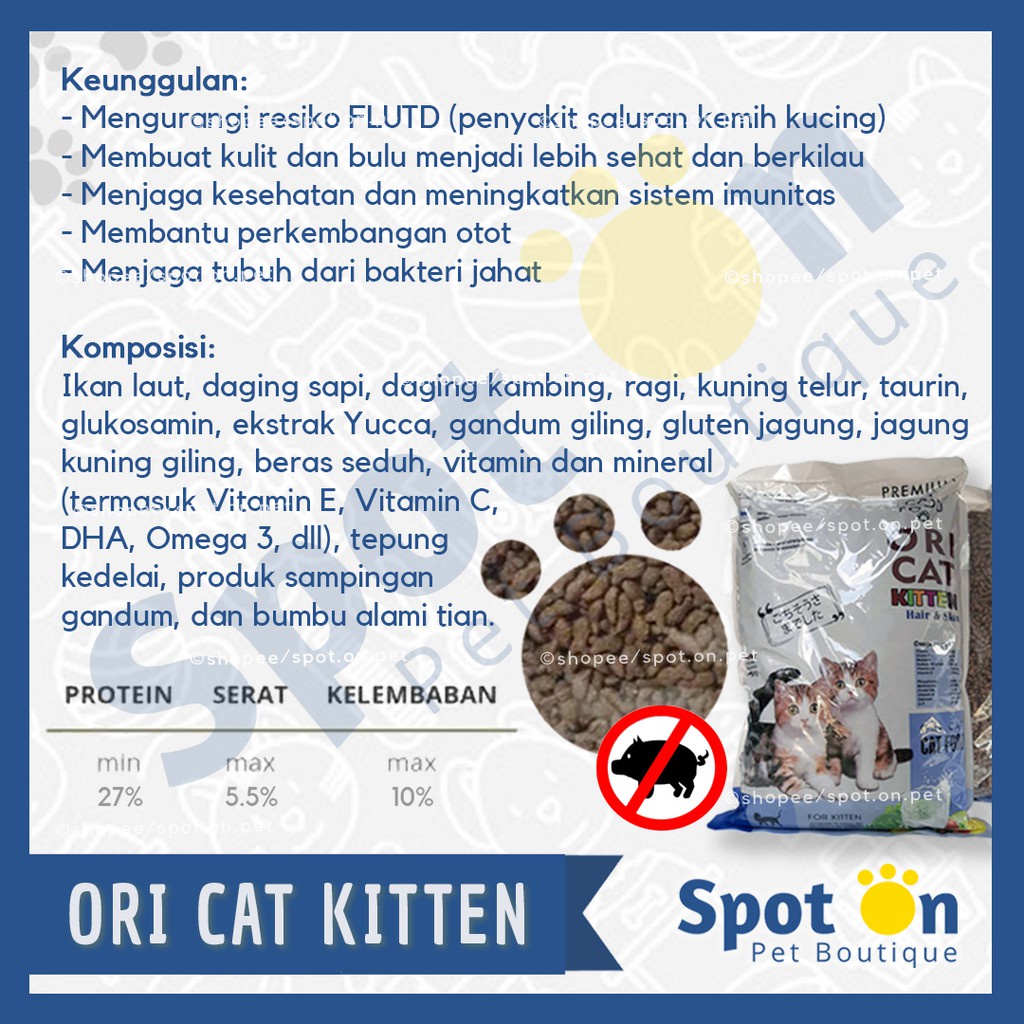 *NEW* ORI Cat Kitten 800gr Freshpack | Makanan Anak Kucing Kering Murah | OriCat Kitten 500 gr