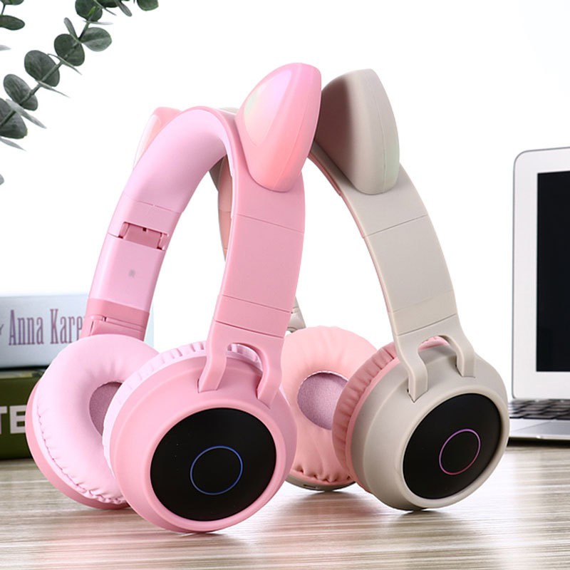 Cat Ear Headphones Wireless Bluetooth Headset LED / Headphone lucu ada Lampu BT-028C