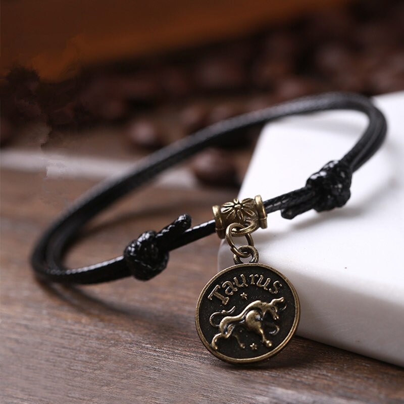 2022 Gelang Kaki Tali Hitam Gaya Vintage Bohemia Motif 12 Rasi Bintang Untuk Perhiasan Wanita