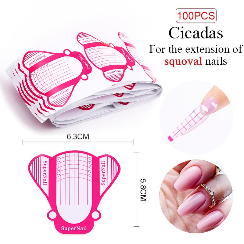 10 / 100pcs Cetakan Extension Kuku Palsu Akrilik UV Gel Untuk Manicure