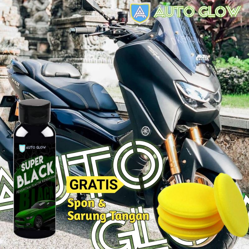 Promo Super Black Penghitam Dashboard Permanen - Trim Restorer - Penghitam Body Motor - Bonus Aplikator Pad  - Penghitam Plastik Kasar - By Auto Glow - COD TERLARIS