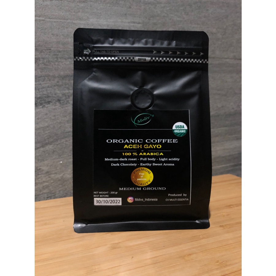 

Kopi Arabica Premium Aceh Gayo Organik Moliv's | 100% Premium organic Arabica coffee | Aceh Gayo | 500gr & 200gr | Kopi Giling | Biji Kopi | Bubuk Kopi lokal