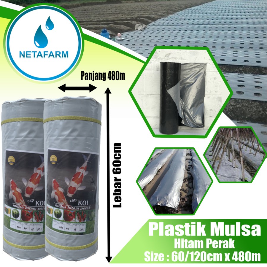 Plastik Mulsa Hitam Perak CAP KOI 0.35mc x L 120cm x P 480m - 1 Roll