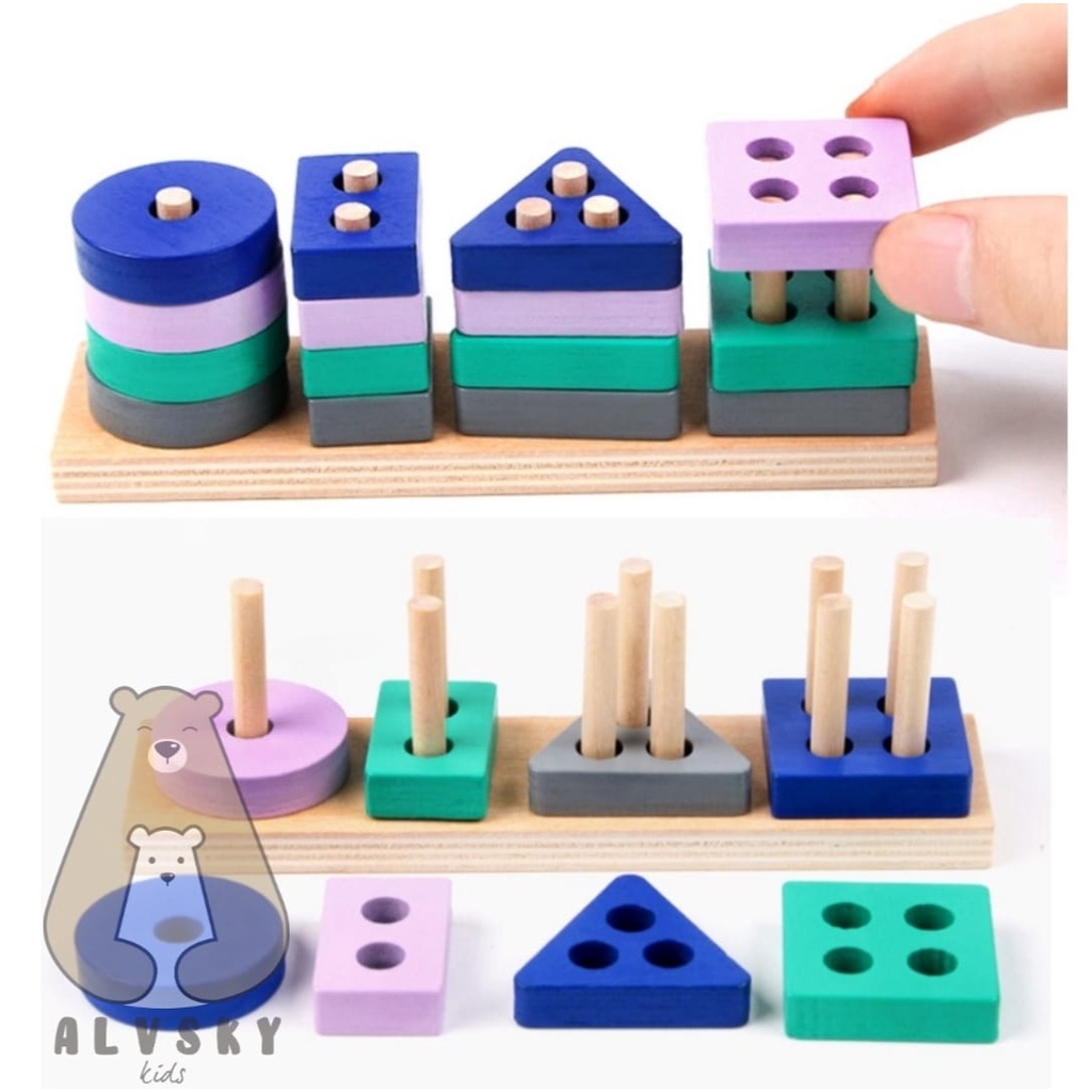 MAINAN EDUKASI GEOMETRI SUSUN BENTUK / SORTING BLOCK SHAPES GAMES GEOMETRIC