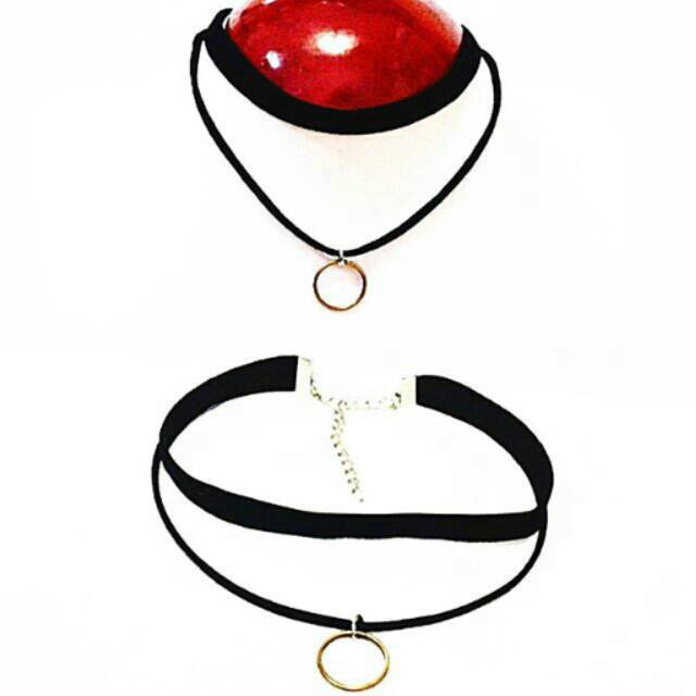 Double Bronze Ring Velvet Choker Necklace | Kalung Handmade Premium Collection