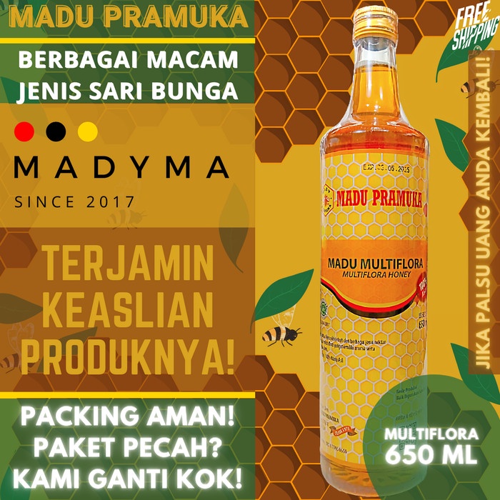 

Madu Pramuka Multiflora Honey 650 ml 100% Asli Murni Alami Sejak 1971