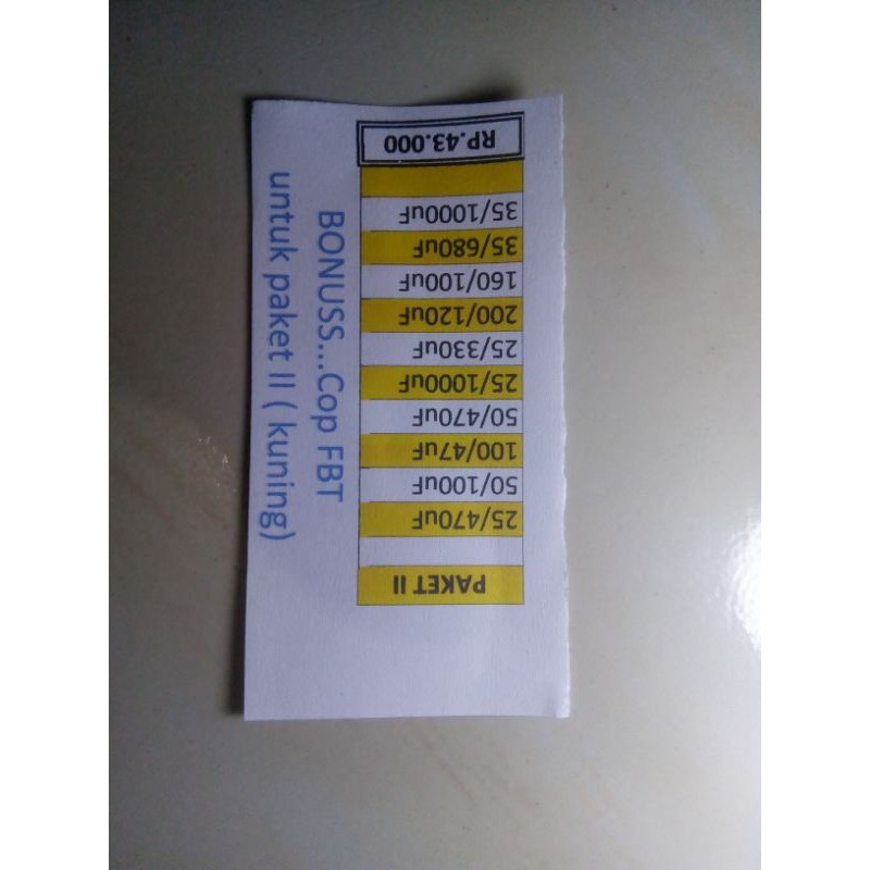 Kapasitor elco paketan tuser