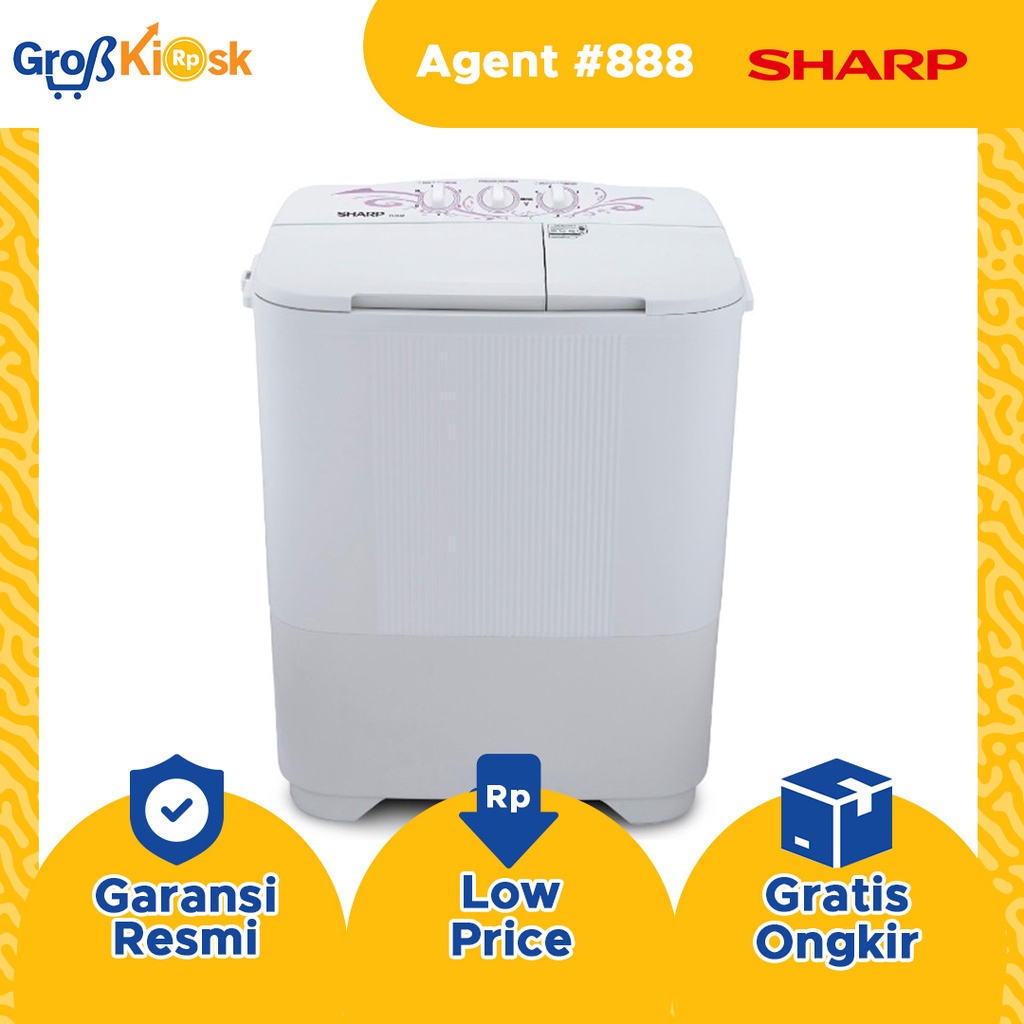 SHARP MESIN CUCI 2 TABUNG 6 KG ES-T65MW BK/PK/GK