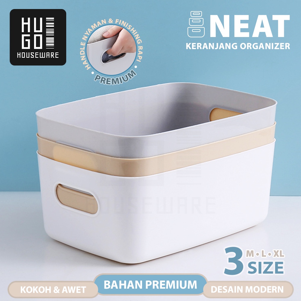 HUGO Keranjang Plastik Serbaguna Tempat Penyimpanan Multifungsi Kotak Penyimpanan Makanan Kosmetik Barang Storage Box Organizer