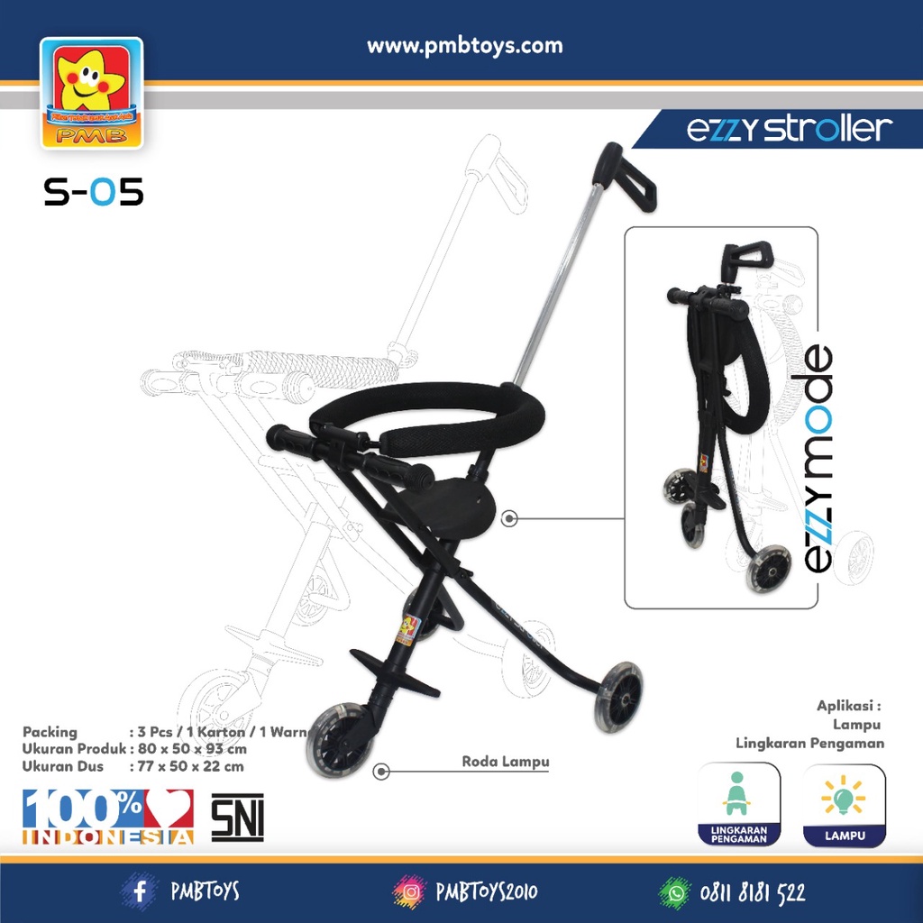 Kursi Dorong Anak STROLLER ANAK. EZZY STROLLER PMB S05 MINI TRIKE, Bisa dilipat dan Ringan