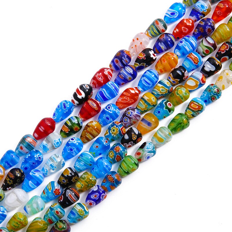 38 Pcs 8X10 Mm 8X12 Mm Warna Campuran Tetesan Air Mata Bentuk Air Lebih Rendah Pola Kaca Lampwork Beads Untuk Aksesoris Pembuatan Perhiasan Liontin DIY