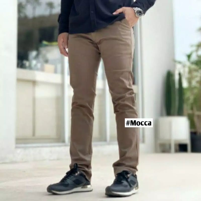 Celana Panjang Chino/Cino/Chinos Pria/Cowok casual - Krem(Cream)/Abu(Grey)/Hitam(Black)