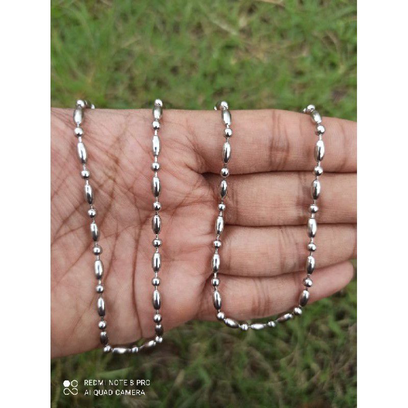 KALUNG TITANIUM MODEL BIJI LADA BERAS PANJANG 75CM