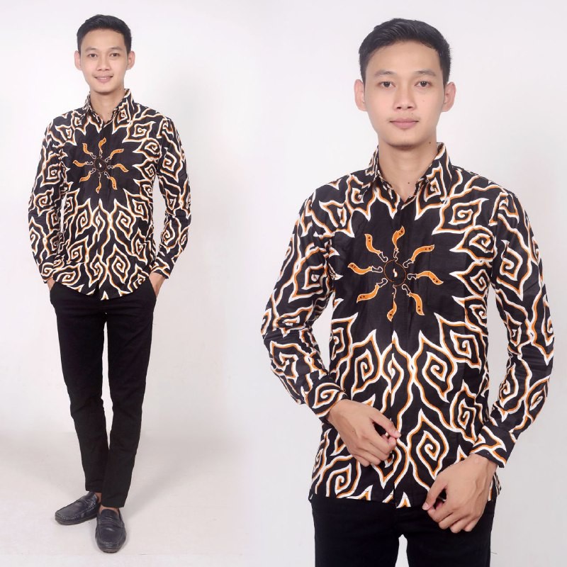 BSWART BATIK HRB026 Kenongo Hem Pendek Padi Pekalongan M L XL Batik Pria MURAH