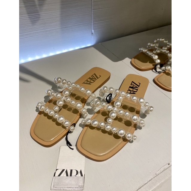 SANDAL WANITA ZS336 Z FLAT PEARL BEAD SANDALS PREMIUM IMPORT