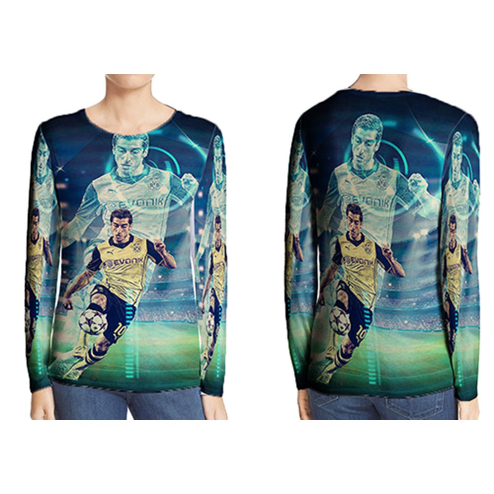 Kaos Tangan Panjang Borussia Dortmund Henrikh Mkhitaryan Tshirt Unisex Bahan Polyester Jersey