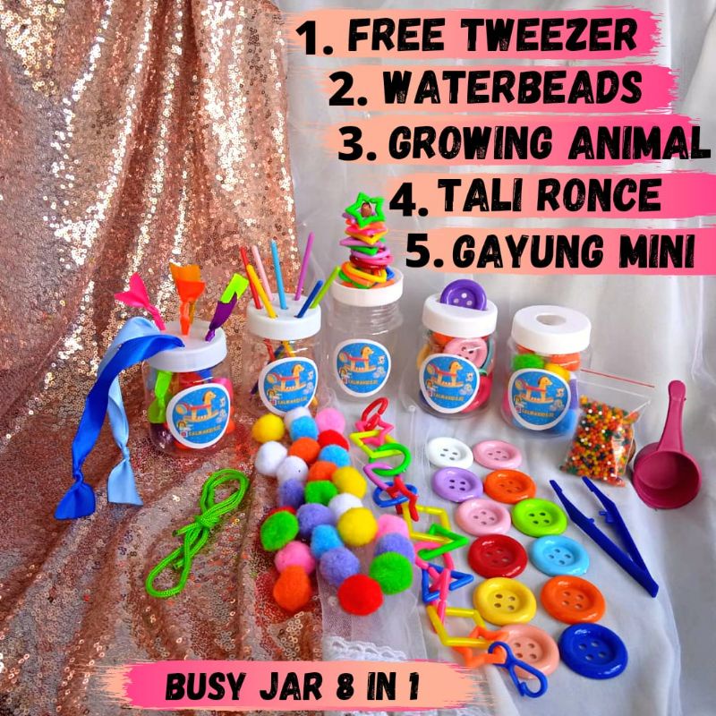 Mainan Edukasi Busy Jar 8 in 1 Montessori Sensory Play Anak Balita Termurah Terlengkap