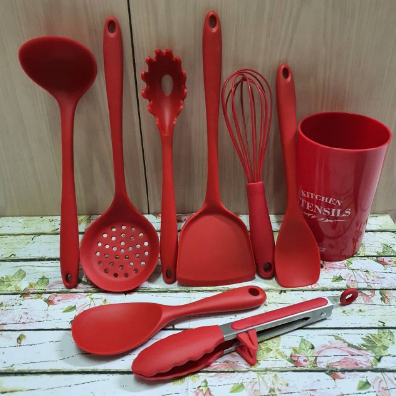 9 pc spatula set masak cooking silicon tahan panas PREMIUM lentur