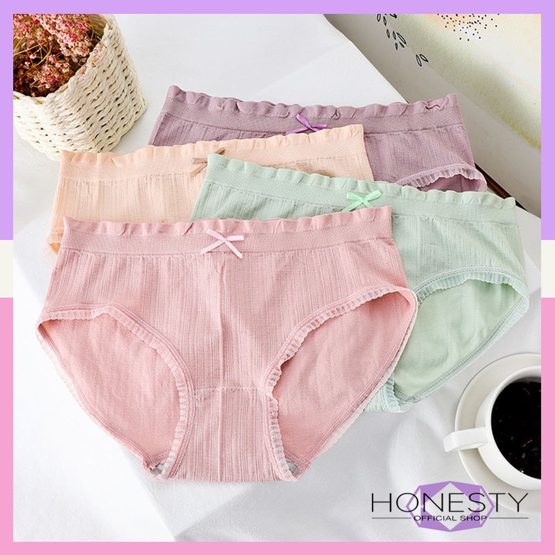 Honesty-138 Celana Dalam Fashion Wanita Undies CD Kolor Bahan Katun Pita Import