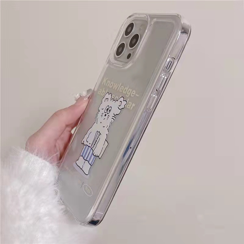 Case Bahan Akrilik Transparan Motif Beruang Putih Untuk iPhone 11 7Plus 8Plus Xr XS 13 12 Pro Max