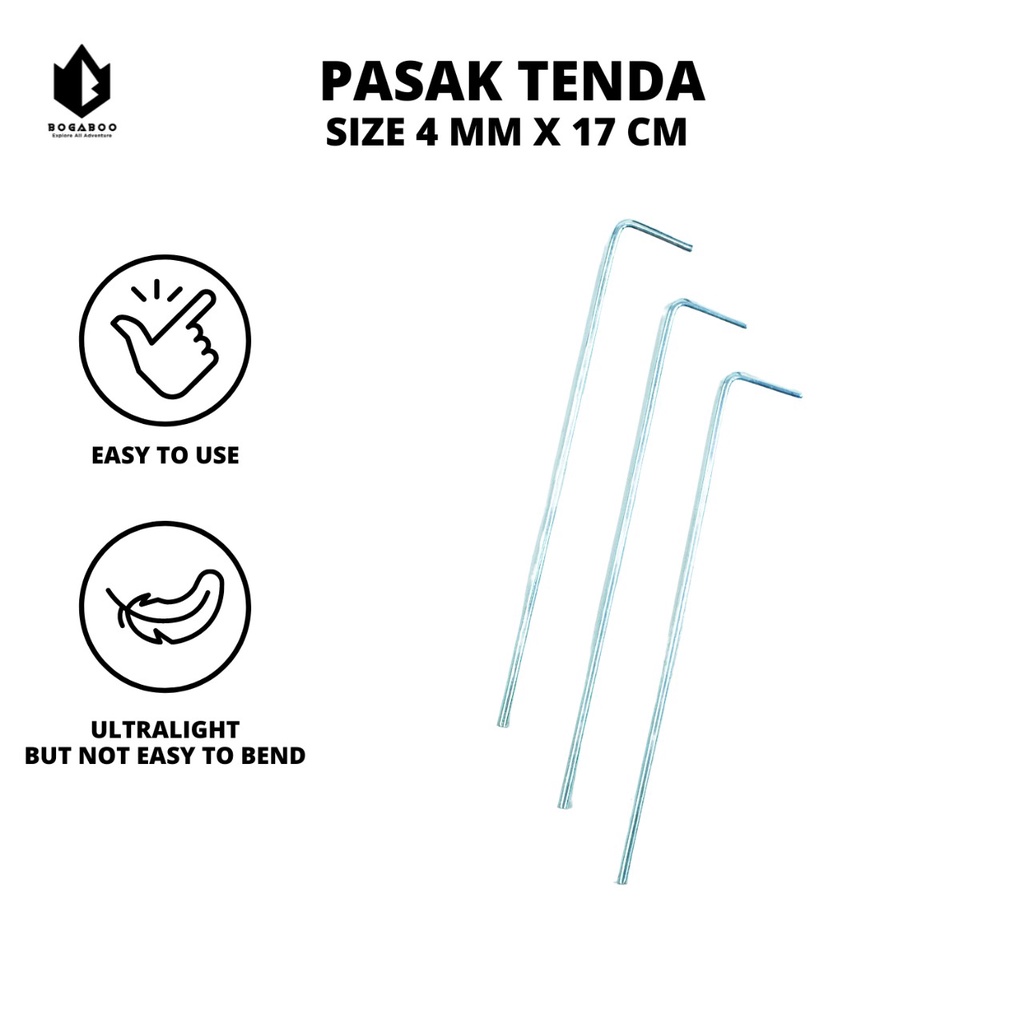 Pasak Tenda Stainles Ukuran 4mm x 17 cm - Pasak Tenda - Pasak