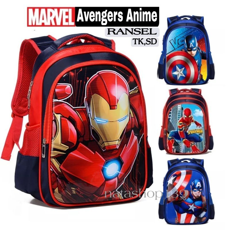 Hot Sale Tas Sekolah TK-SD anak Laki-Laki Tas Ransel Marvel Avengers Anima Superhero