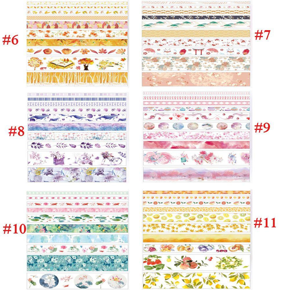 10 Rol / set Stiker Tape Motif Bunga / Hutan Laut Untuk Stationery