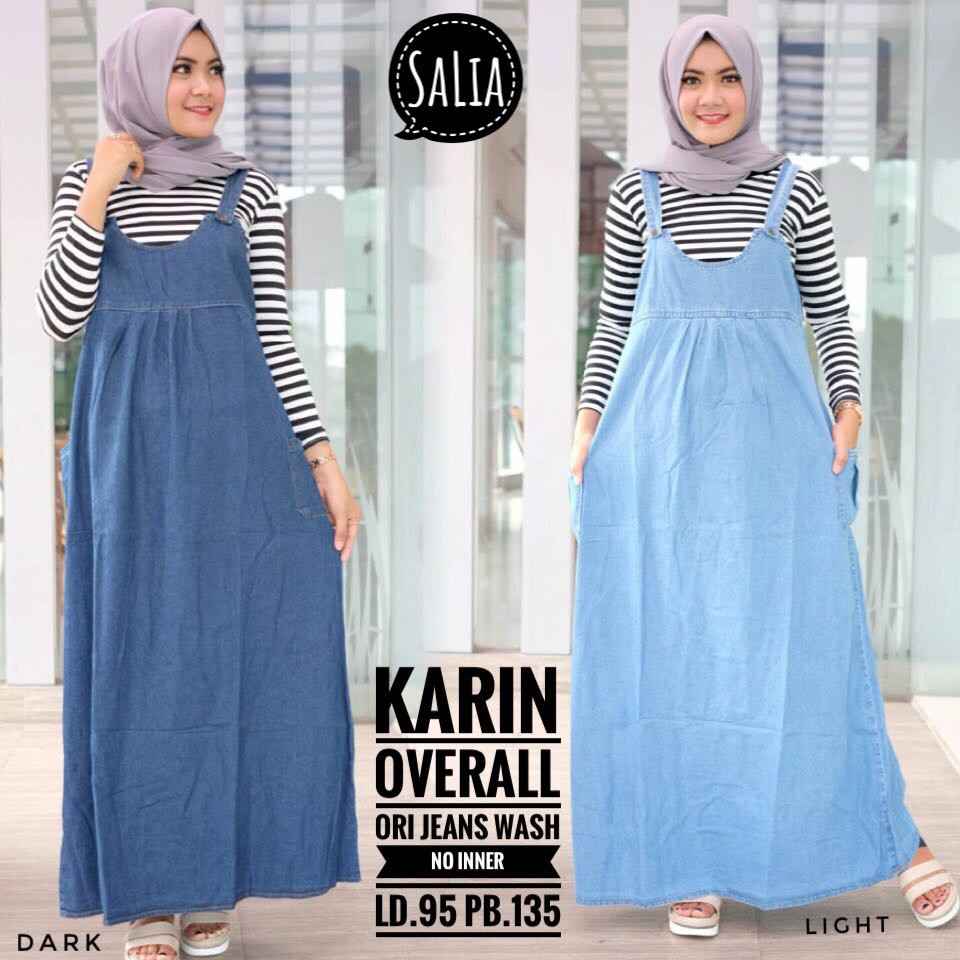 baju wanita karin overall sachi jeans denim halus