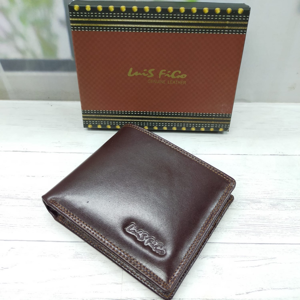 COD Dompet kulit asli pria selapis LUIS FIGO Pria Cowo Laki Asli 100% dari kulit sapi/Dompet Kulit Full Up,TAHAN API Dan Kuat