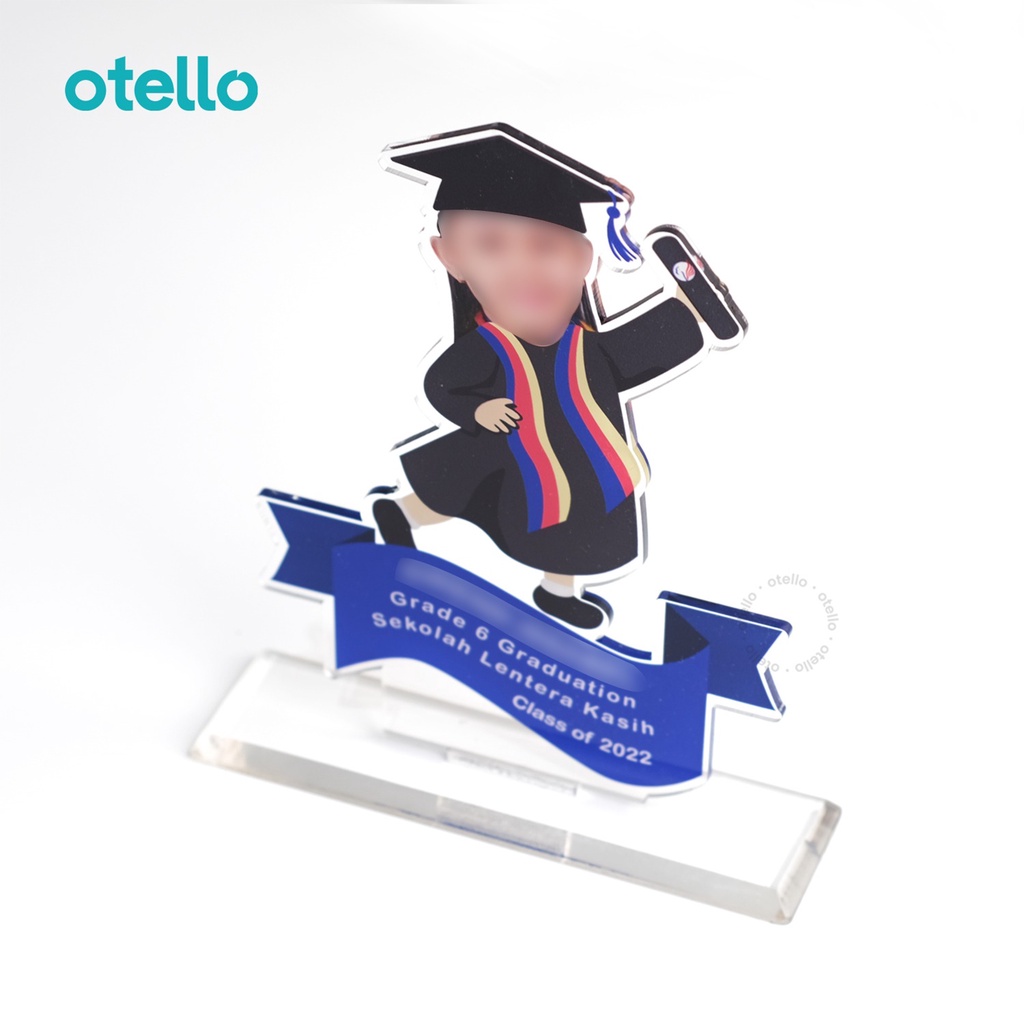 Custom Plakat Wisuda Hadiah Graduation Murid Trophy Anak Akrilik Ilustrasi Piala Acrylic Kustom Gift Kenangan Print