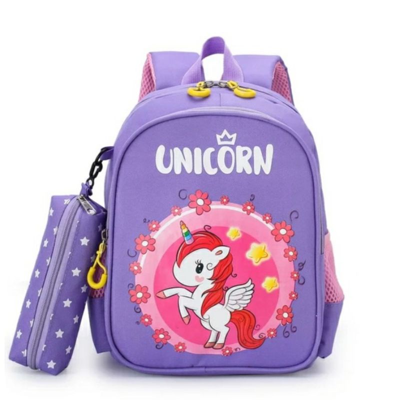 tas ransel sekolah anak perempuan karakter unicorn pul STRIP trendy kekinian