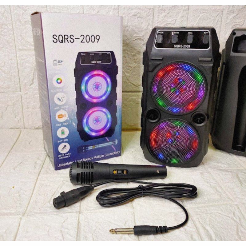 COD SPEAKER BLUETOOTH SQRS-2009 LED PLUS MIC KARAOKE SUARA SUPER BASS//SPEAKER SALON AKTIF X-BASS//SPEAKER WIRELESS//SPEAKER KARAOKE