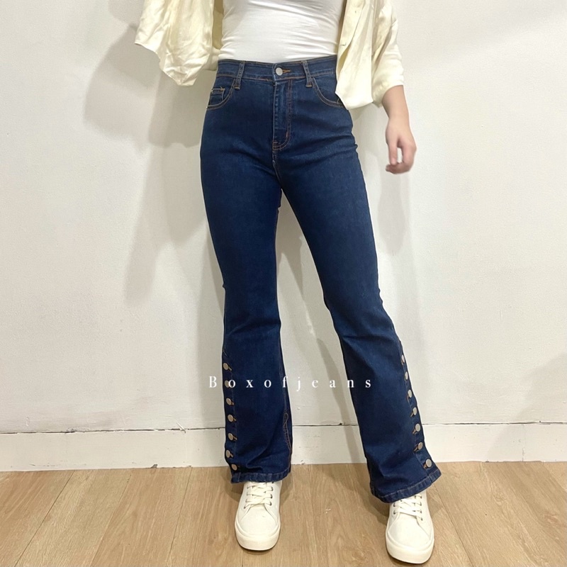 Boxofjeans - MILA Button Cutbray Jeans - DARK BLUE