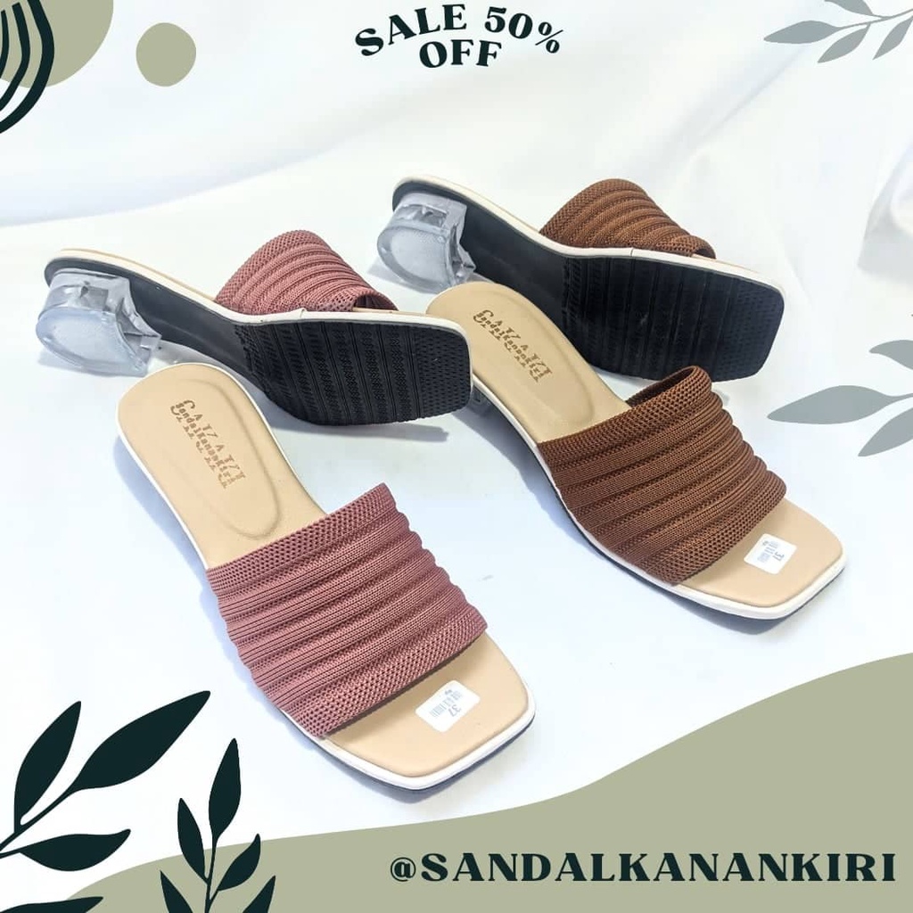 Sandal Wanita Rajut Heels Kaca Cinderella