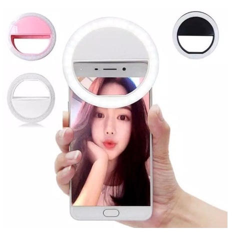 RING LIGHT SELFIE LED / LAMPU SELFIE / SELFIE LAMP RINGLIGHT FLASH flash charm eyes jepit live clip bulat camera hp kamera