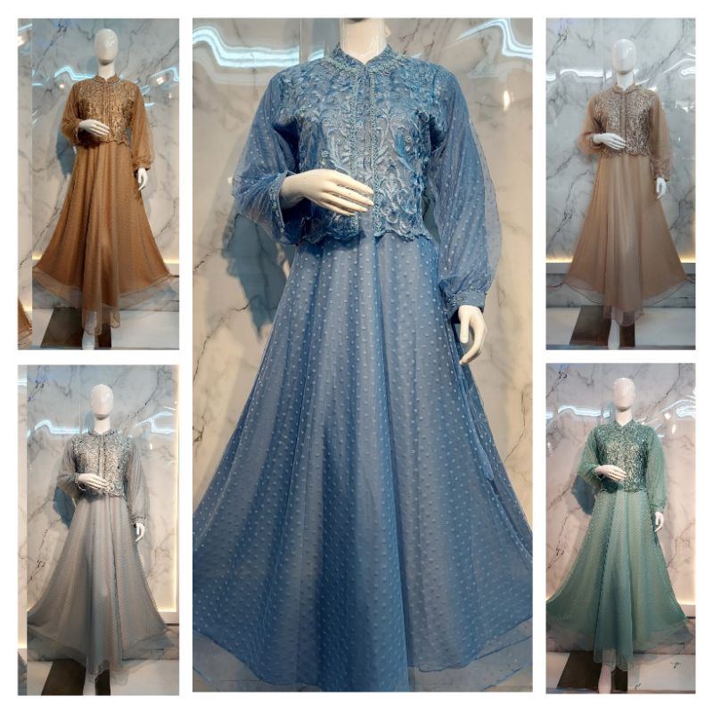 Real pict gamis modern ajc / gamis lebaran / gamis pesta / gamis wisuda / kebaya murah / gamis syar'