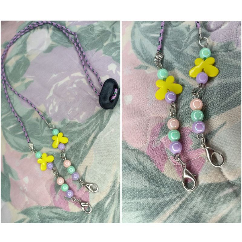 strap + stopper masker kain (ungu/lilac/violet)