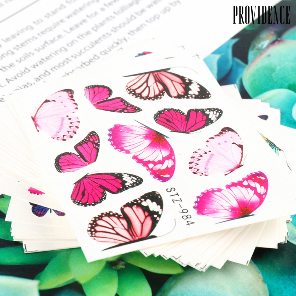 Providence 30Pcs Sticker Self-adhesive Smooth Butterflies Patterns Mutilcolor Nail Art Sticker for Home