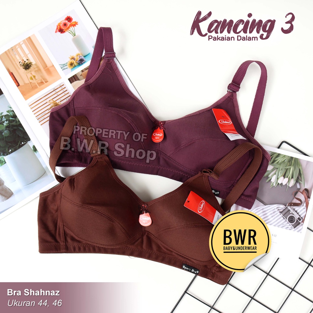 Bra Sport Shahnaz KANCING 3 / Bra Tanpa Busa Tanpa Kawat Cup Besar Sister 44 46 - Bwr