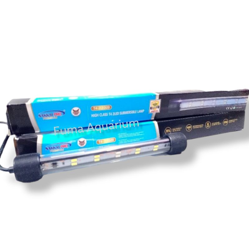 Lampu Aquarium 20cm SAKKAI PRO T4-2LED20 Led 2 Baris Putih Biru 4 watt Lampu Celup Akuarium Aquascape