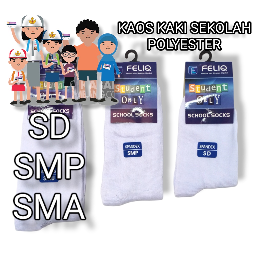 Kaos Kaki Sekolah Bahan polyester bagus dan Tebal (SD SMP SMA)