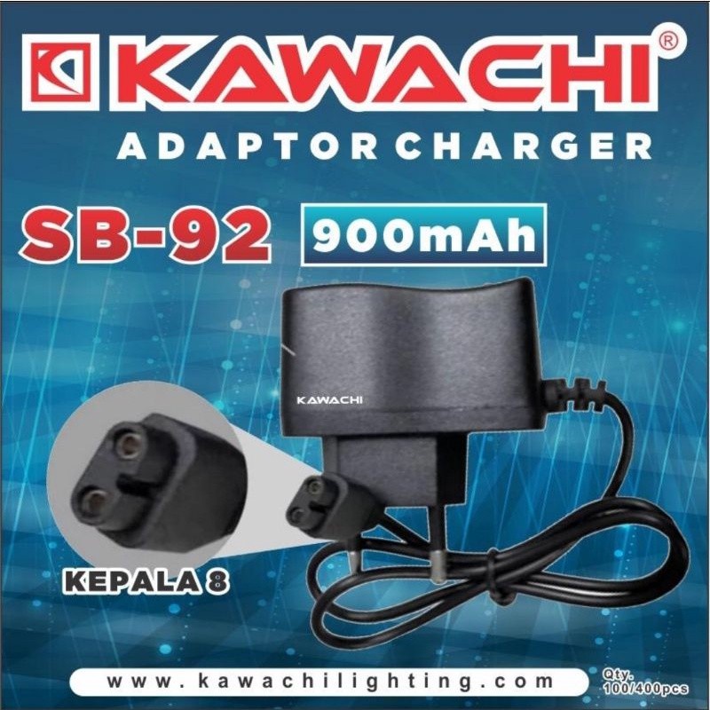 Kawachi Adaptor Charger Original Kepala Angka 8 SB-92 untuk Cas Senter Kepala Kawachi type LS-740A/B, LY-450A/B, LY-470A/B